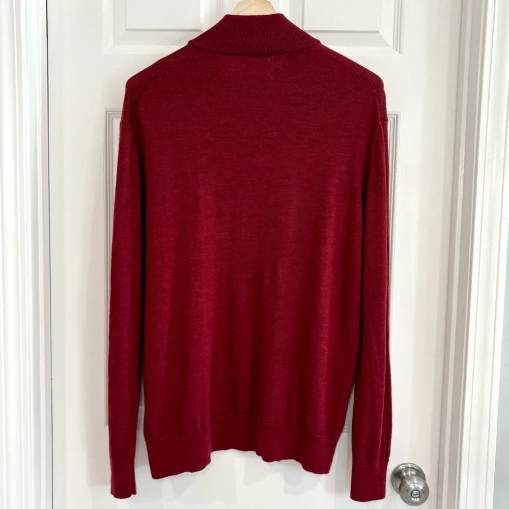 UNTUCKit 'Belguardo' Red 100% Extra Fine Merino Wool 1/4 Zip Sweater Men XL - Picture 6 of 12